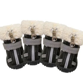 Puppy Waterproof Warm With Velvet Non-slip Wear-resistant Winter Snow Boots (Option: Black-1 Yard)