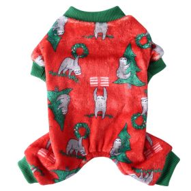 Autumn Clothes Four-legged Pet Clothing (Option: Christmas Sloth Red-L)