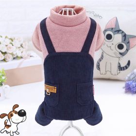 Pet Clothes Dog Four-legged Pet Clothes (Option: JEANS Pocket Strap Pink Top-XS)