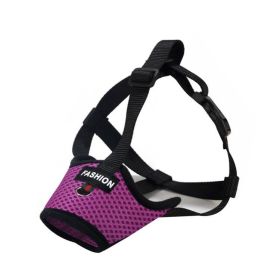 Dog Muzzle,Soft Nylon Muzzle Anti Biting Barking Chewing,Air Mesh Breathable Drinkable Adjustable Loop Pets Muzzle (Color: purple, size: L)