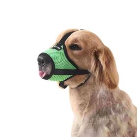 Dog Muzzle,Soft Nylon Muzzle Anti Biting Barking Chewing,Air Mesh Breathable Drinkable Adjustable Loop Pets Muzzle (Color: green, size: M)