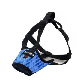 Dog Muzzle,Soft Nylon Muzzle Anti Biting Barking Chewing,Air Mesh Breathable Drinkable Adjustable Loop Pets Muzzle (Color: Blue, size: L)