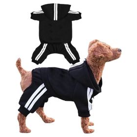 Casual Pet Dog Striped Hoodie Sweatpants Suits (type: BlackXS)