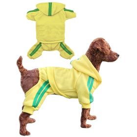 Casual Pet Dog Striped Hoodie Sweatpants Suits (type: YellowS)