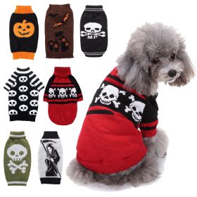 Pet Dog Halloween Costume Pumpkin Skull Death Pattern Pet Knit Sweater (type: PumpkinL)