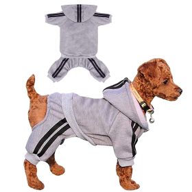 Casual Pet Dog Striped Hoodie Sweatpants Suits (type: GrayXL)