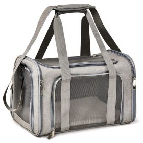 Carrier for Cat Pet Soft Transport Bag Foldable Dog Backpack 4 Open Doors Cat Ventilate Travel Bag Pet Supplies (Color: grey, size: 45x28x28(cm))