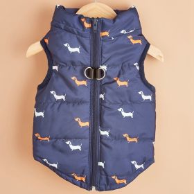 Cartoon Cardigan Waistcoat with Zipper Tractive Hole for Dogs (type: BluedogXS)