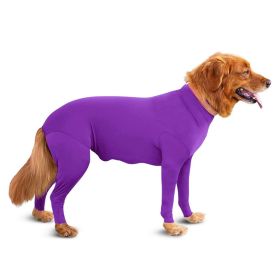 Pet Dog Jumpsuit Medium Large Dog Pajamas Anxiety (Option: Purple-L)