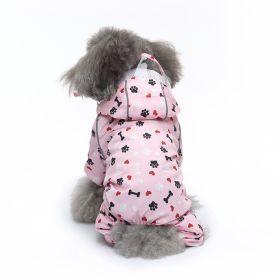 Pet Sound Dog Raincoat Four-legged Reflective Raincoat Pattern Dog Four Seasons Universal (Option: YY36 Love Bone-XL)